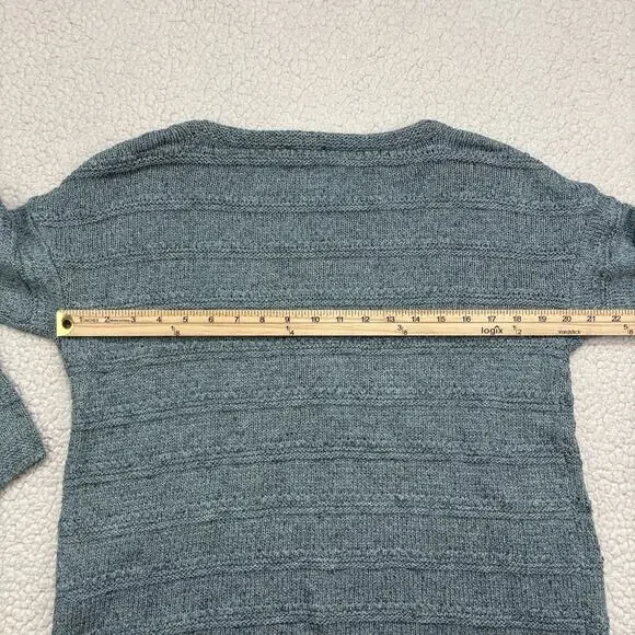 NWT J Jill Pure Jill Sweater Womens Small Petite Teal Green Striped Knit Cotton - Picture 6 of 7